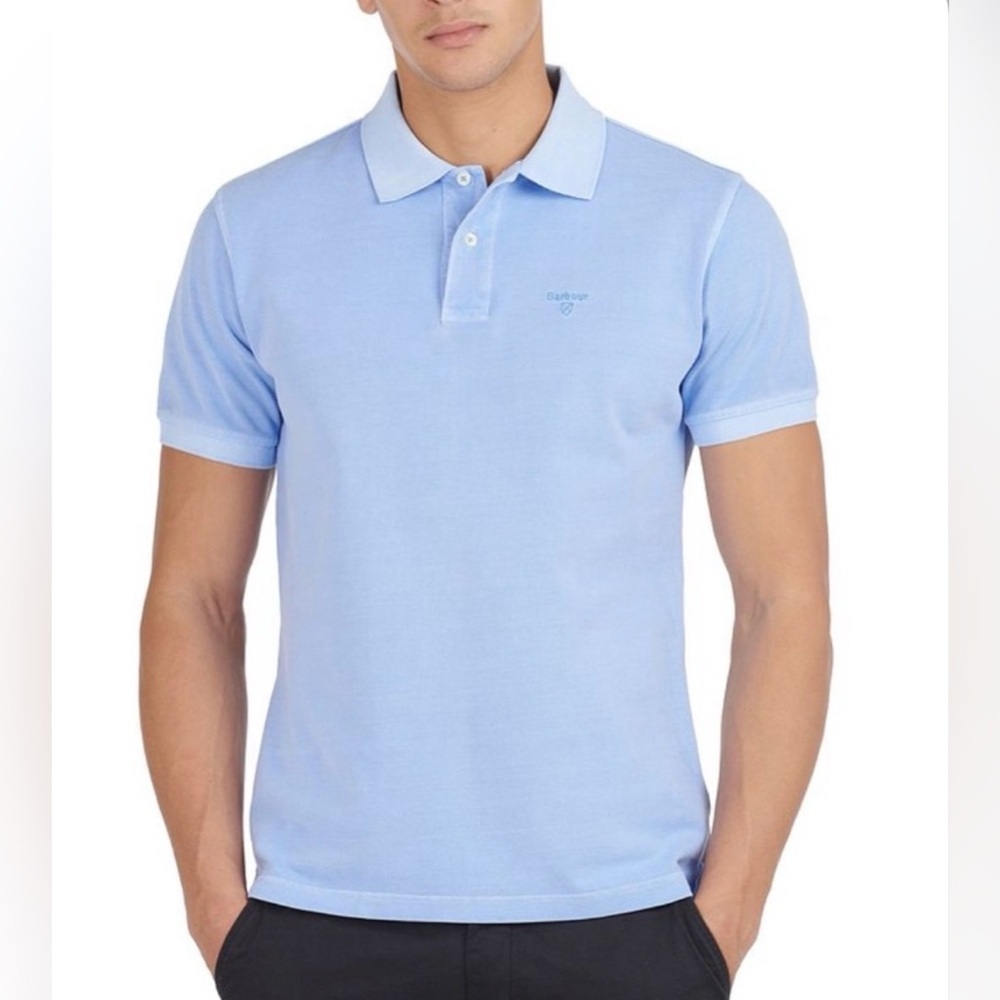 Barbour Washed Sports Polo Shirt Light Blue Men’s Size Large